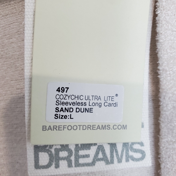 Barefoot Dreams Womens CozyChic Ultra Lite Sleeveless Long Cardigan Sz L NWT - Picture 7 of 16